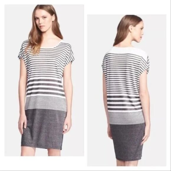 Vince Striped Ombre T-Shirt Dress L - Picture 2 of 5
